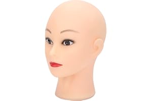LYRLODY Model z łysą głową Manekina, Miękki PVC, Regulowana wysokość, Eksponowane Peruki, Kapelusze, Okulary, do ćwiczeń w Tworzeniu Peruk, Odpowiednie do Użytku Osobistego lub Zawodowego