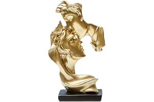 JXCBXJ Couples Kiss Sculpture,Abstract Art Couple Sculpture Home Furnishing Resin Statue Decoration Romantic Statue Used for Home Decoration, Wedding, Gift. (Gold)