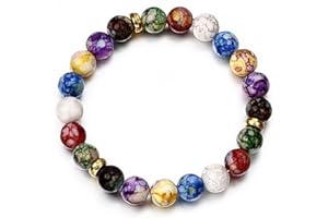 BBHKKL Bracelet chance unisexe lave naturelle pierre volcanique pierre naturelle perles en bois élastique bracelet oeil de tigre élastique yoga pierre précieuse, énergie de guérison