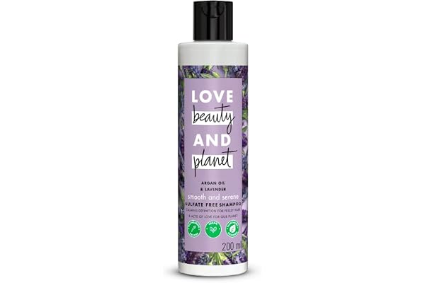 Love Beauty & Planet Argan Oil and Lavender Sulfate Free Smooth and Serene Shampoo No Parabens No Dyes 200ml