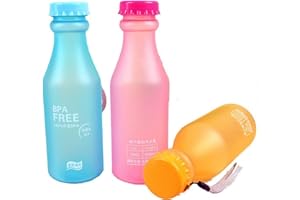 OnePine 3 pezzi Bottiglia d'acqua sportiva 550ml senza BPA, Riutilizzabile Plastica bottiglie acqua per Palestra,Cycling, Viaggi, Bambini (Rosa+Blu+Arancione)