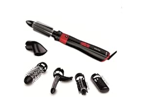 GA.MA ITALY PROFESSIONAL Modellatore Multistyler Turbo - 3 Termo spazzole di 21, 30 e 33 mm, Spazzola lisciante, Arricciacapelli e bocchetta - Potenza 1200 W, nero/rosso