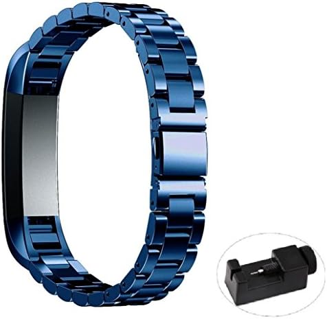 Sport Watchband, Electric Accessory Activity Tracker Heart Rate Bracelet Accessory Adjustable Stainless Steel Replacement Wristband Watch Band Strap with Repair Tool for Fitbit Alta and Alta HR (Blue)