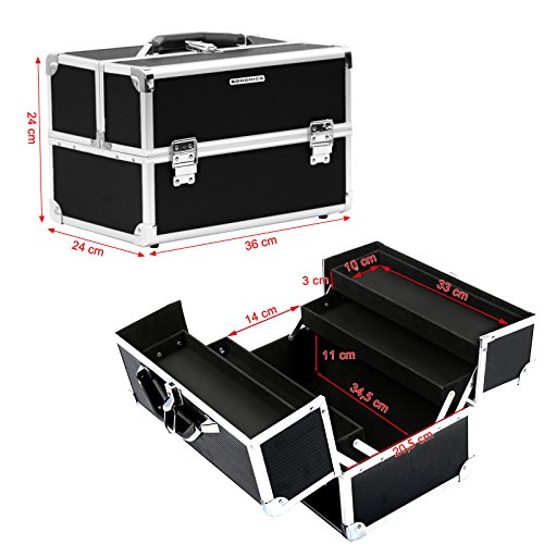 Songmics Kosmetikkoffer Reisegepäck aluminium portabel schwarz JBC227B - 5