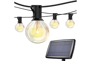 JRQ Solar Festoon String Light Outdoor, 25 ft G40 Garden Lighting USB Rechargeable Waterproof Hanging for Patio Yard Porch Cafe (25+2 Bulbs)