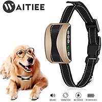 Anti-bell Halsband, Waitiee 2017 Upgrade Version USB Wiederaufladbar Anti-Bell Hundehalsband mit 7 Empfindlichkeit Ebenen Erziehungshalsband Ton & Vibration, Keine Schocks / keine Schmerzen