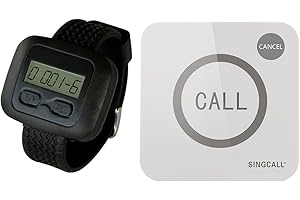 SINGCALL Wireless Caregiver Pager System 1 Nurse Call Button and 1 Mobile Receiver for Elderly