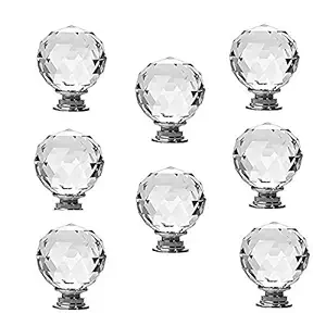 JP Hardware Crystal Glass Knobs, 8x40mm - Pack of 8, Finish Type - Polished