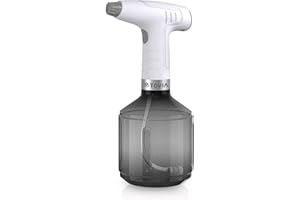 T TOVIA Plant Mister Spray Bottles Gardening, Automatic Electric Garden Sprayer Pump Spray Bottle 1 L, Battery Powered Weed Sprayers Fine Mist for Gardening, Fertilizing, Household Cleaning, White