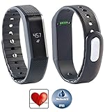 Newgen Medicals Bluetooth-4.0-Fitness-Armband FBT-55.w mit Nachrichten-Anzeige