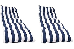 Dabuty Online, S.L. Pack de 2 Cojines de Tumbona Acolchada de Rayas 180 x 55 X 5 cm Colchón Texturas Rojo, Verde, Amarillo, Azul. Colchoneta Tumbona (Azul_Rayas)