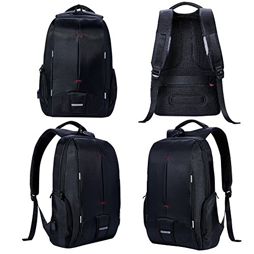 KALIDI 15 zoll Laptop Rucksack Anti Diebstahl mit Fächern für bis zu 15 Zoll Laptop/Notebook mit USB-Ladeanschluss für Arbeit Campus Studenten Reise Business (Schwarz) - 5