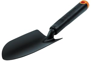 Fiskars Planteringsspade, För hård Underlag, Längd 30 cm | Hållbart Stålhuvud/Plast Handtag, Svart/Orange, Ergo, 1027017