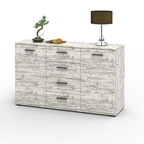 Kommode Sideboard Highboard Chicago in Shabby Chic Used Look mit 2 Türen und 4 Schubladen Kommode Sideboard Highboard Chicago in Shabby Chic Used Look mit 2 Türen und 4 Schubladen