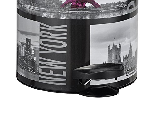 Bagnoxx Abfalleimer Stadt Design Motiv Schwarz 5L Büro Bad Treteimer Müll Küche Kosmetik Wohnung Schwarz STK - 2