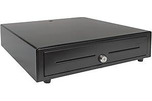 Cajón Portamonedas UNYKAch UNYCASH 56001 – 4 Compartimentos para Billetes y 8 para Monedas – Apertura Automática RJ11 y Manual con Llave – Estructura Metálica 41x41cm – Compatible con Sistemas POS