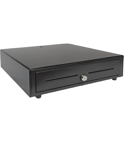 Cajón Portamonedas MUSTEK 410x415 Mm - 5 Billetes / 8 Monedas - Apertura Manual - Negro - Ideal Para Comercios Y Tiendas