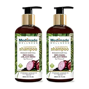 Medimade Hair Growth Shampoo with Red Onion and Black Seed - 300 ml X 2 ( Pack of 2 )