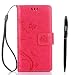 Produktbild Sony Xperia X Compact Hülle, Sony Xperia X Compact Schutzhülle, Alfort 3 in 1 Lederhülle Fashion Design Premium PU Leder Hohe Qualität Tasche Case Cover Kasten Abdeckung Wallet für Sony Xperia X Compact 4.6" Smartphone Funktion Standfunktion Unterstützte Telefone und Magnetverschluss mit Schmetterling ( Rote ) + Alfort Schwarz Stylus Pen + Netter Staub Stecker