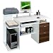 Produktbild hjh OFFICE 673951 Schreibtisch 137 x 60 cm STELLA Walnuss/Weiß Computertisch mit Schubladen & Tastaturauszug, platzsparend