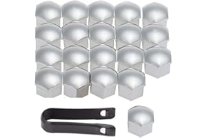 showll 17mm Kappen Set Radmuttern Kappen Radschrauben 20x Radschraubenkappen Set Abdeckungen Radkappen inkl. Abzieher, Silber