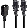 Lindy 30363 IEC C14 to 2 x IEC C13 Splitter Power Extension Cable, Black, 1m