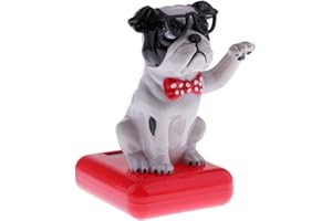 Uteruik Solar Powered Dancing Toy Office Desk & Car Decoration Home Window Decoration Grey Waving Dog Figure Figurine Toy