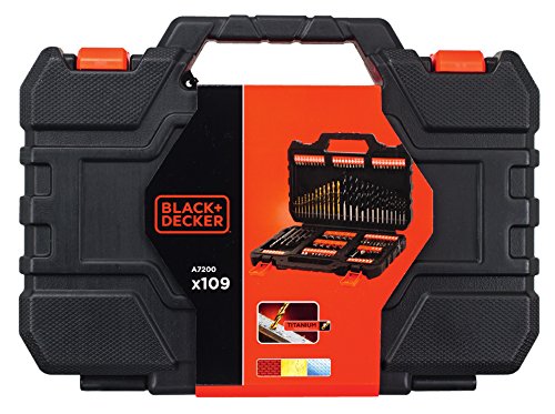 Black + Decker 109-teiliges Bohrer- und Schrauberbit-Set, Metall-; Holz-und Steinbohrer, Stecknüsse, Bits, Senker, A7200 - 2