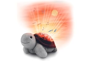 ZAZU Tim die Schildkröte - Mobiles & Projektor in Grau, Magischer Sonnenuntergang, Beruhigende Musik, Automatische Abschaltung, Weinsensor, Babysicheres LED-Nachtlicht