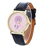 Providethebest Women Ladies Fashion Casual Dress Watch Dreamcatcher Pattern PU Leather Band Quartz Wrist Watches