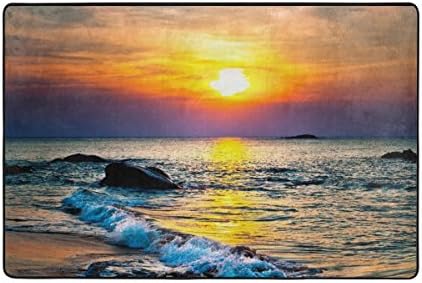 INGBAGS Colorful Sunset Over The Sea Living Room Dining Area Rugs 6 x 4 Feet Bed Room Rugs Office Rugs Modern Floor Rug Carpets Home Decor