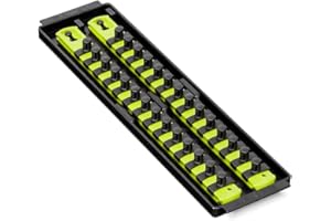 ERNST MANUFACTURING Ernst Twist-Lock Socket Boss Premium 2-Rail 3/8-Inch-Drive Socket Organizer, 13-Inch, High Visibility (8468HV)
