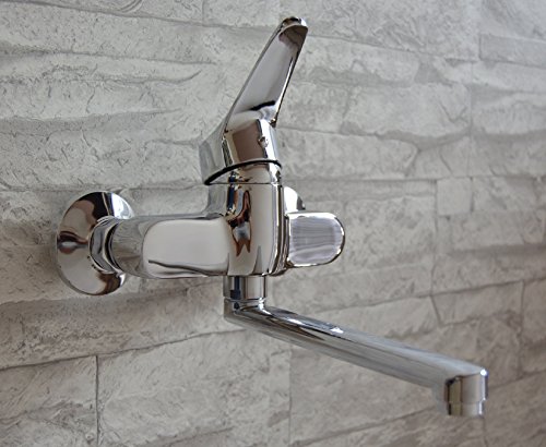 Wand Küchenarmatur / schwenkbarer Auslauf / Wasserhahn Wandmontage/ Mischbatterie Küchen Wasserhahn / Spültisch Armatur / Einhand - 8