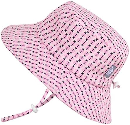 Toddler Girls Breathable Sun Hat 50 UPF, Adjustable, Stay-on Tie, Foldable (M: 6-30m, Bucket Hat: Ladybug)