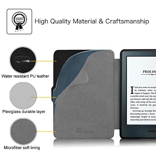 Fintie Hülle für der Kindle eReader (6 Zoll) Touchscreen ohne Spiegeleffekte, (8. Generation – 2016 Modell) – Die dünnste und leichteste Schutzhülle Tasche mit auto Sleep / Wake, Schwarz - 5