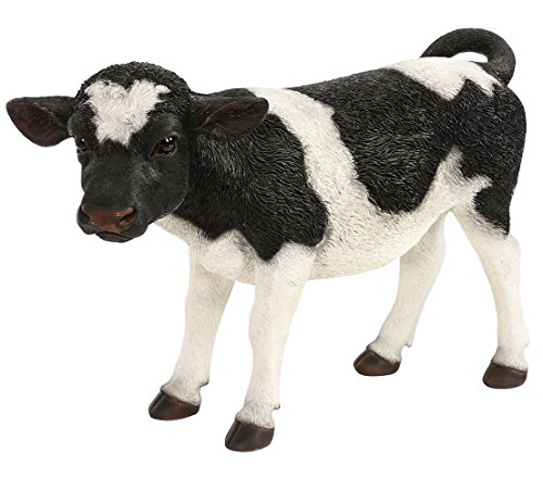 Dehner Dekofigur Kalb Erna, ca. 65 x 42 x 21.5 cm, Polyresin, schwarz/weiß