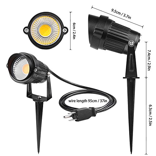 LemonBest® 5W LED Gartenstrahler Lawn Licht Garten Scheinwerfer mit Erdspieß für den Außenbereich, IP65, AC 85-245V, EU Stecker (Warm weiß) - 4