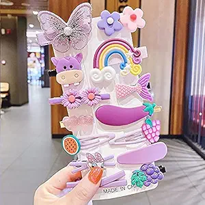 APPSAMBR-14 Pcs Multi Unicorn Ice Cream Hair Clips Set Baby Hairpin For Kids Girls Toddler Barrettes Hair Accessories (PURPLE)