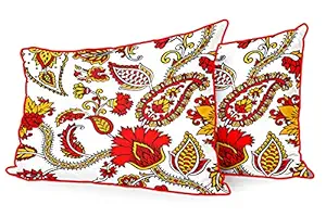 DreamVio Jute Fabric Printed Decorative Pillow/Throw/Cushion Covers for Living Room, Bed Room, Sofa,Chairs,Pillow Cases, Pillow Covers Set of 2, Size 12x18 Inches Style48