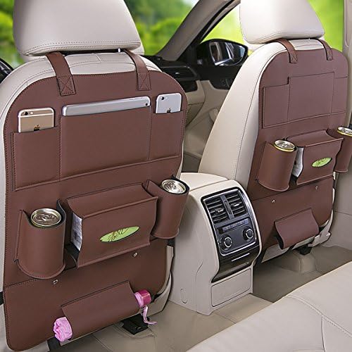 LSCY Universal Leather Car Seat Back Organizer Multi Pockets Backseat Holder for Toys Bottles iPad Mini (Brown)