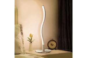 Depuley Lampe de Table Led Moderne Chambre, 6W Lampe Chevet de Nuit Argentée en Aluminium, 3000K Blanc Chaud pour Salon, Bureau, Lecture, Avec Prise UE