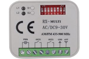 ALIRANTA Récepteur Universel Compatible avec Sommer Pearl/Pearl Twin/Pearl Vibe/Slider 868.8Mhz Télécommande.2CH Récepteur radio 433-868MHz.Rolling/Fixed Code 12-24VAC/DC Récepteur