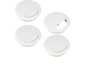 RAIRSKY 4 Pièces Passe Cable Bureau, 60mm Cache Cable Bureau, Blanc Cache-Câble en Plastique pour Tables, Cache-câble pour Câble Rond, Passe Cables, Organiseur de Fil pour la Maison et Le Bureau