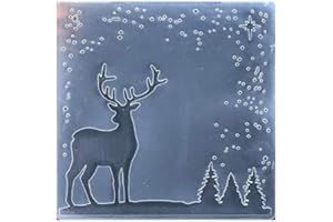 Kwan Crafts Merry Christmas Snowfall Deer Tree Star Plastic Embossing Folders for Card Making Scrapbooking and Other Paper Crafts, 15x15cm