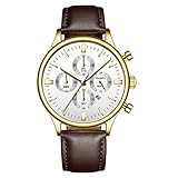 YEARNLY Herren Uhren Mode Wasserdichte Chronograph Quarz Uhr für Mann Luxus Business Kleid mit Schwarzem Edelstahlgewebe