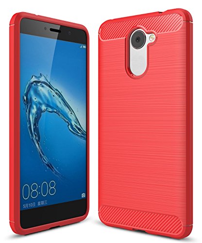 Huawei Y7 Funda  SMTR Cubierta Delgado material de silicona Funda Protective Case Cover  Dise  o durable   M  xima protecci  n contra golpes  para Huawei Y7 - Rojo