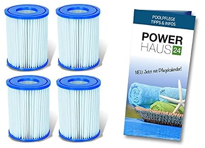 Bestway 58094 Cartouche de filtre Grand II, 2 x double pack (4 cartouches) avec soin Power haus24 fibel. – Convient aussi pour Intex® & # x200e ;