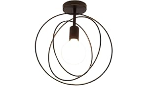 Artpad Vintage Loft Lámpara de techo Led Jaula de hierro negro Lámpara giratoria de techo giratoria de 360 ° Lámpara de metal nórdico Luz para cocina Dormitorio Balcón Barra de pasillo E27