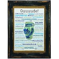 Guuuude! Bembel Druck Poster A4 Geschenk Apfelwein Hessen Frankfurt Geripptes Äppler AnneSvea Typo Deko Mitbringsel hessische Begriffe Wörter