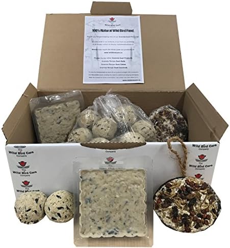 The Wild Bird Company Suet Selection Gift Box - 2 x Granola Suet Fat Coconuts - 2 x Granola Suet Fat Cakes Blocks - 16 x Granola Suet Fat Balls